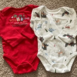 Koala Baby Fox Print Long-Sleeve Onesies Set of 2 Size 6-9 Months